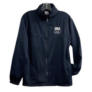 New United States Olympic Committee Navy Blue Full Zip Athletic Track Jacket - M